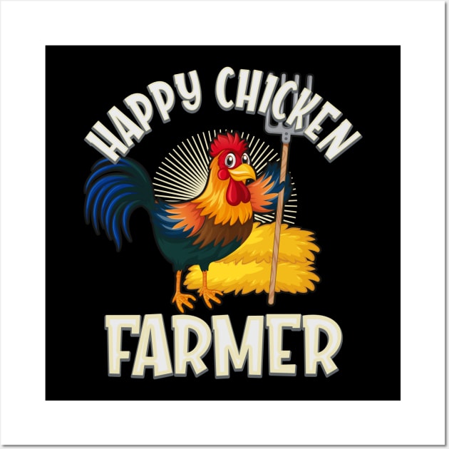 Happy Chicken Farmer Wall Art by Foxxy Merch